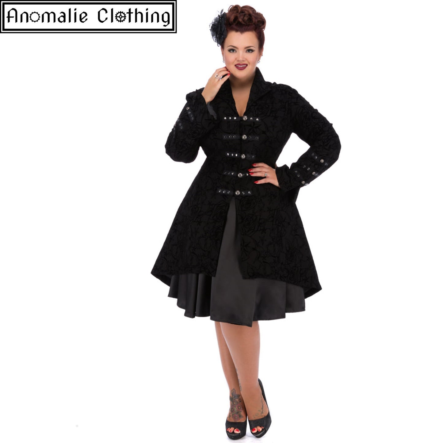 Black Flocked Tattoo Coat - One Size UK 10 (AU 8) Left!