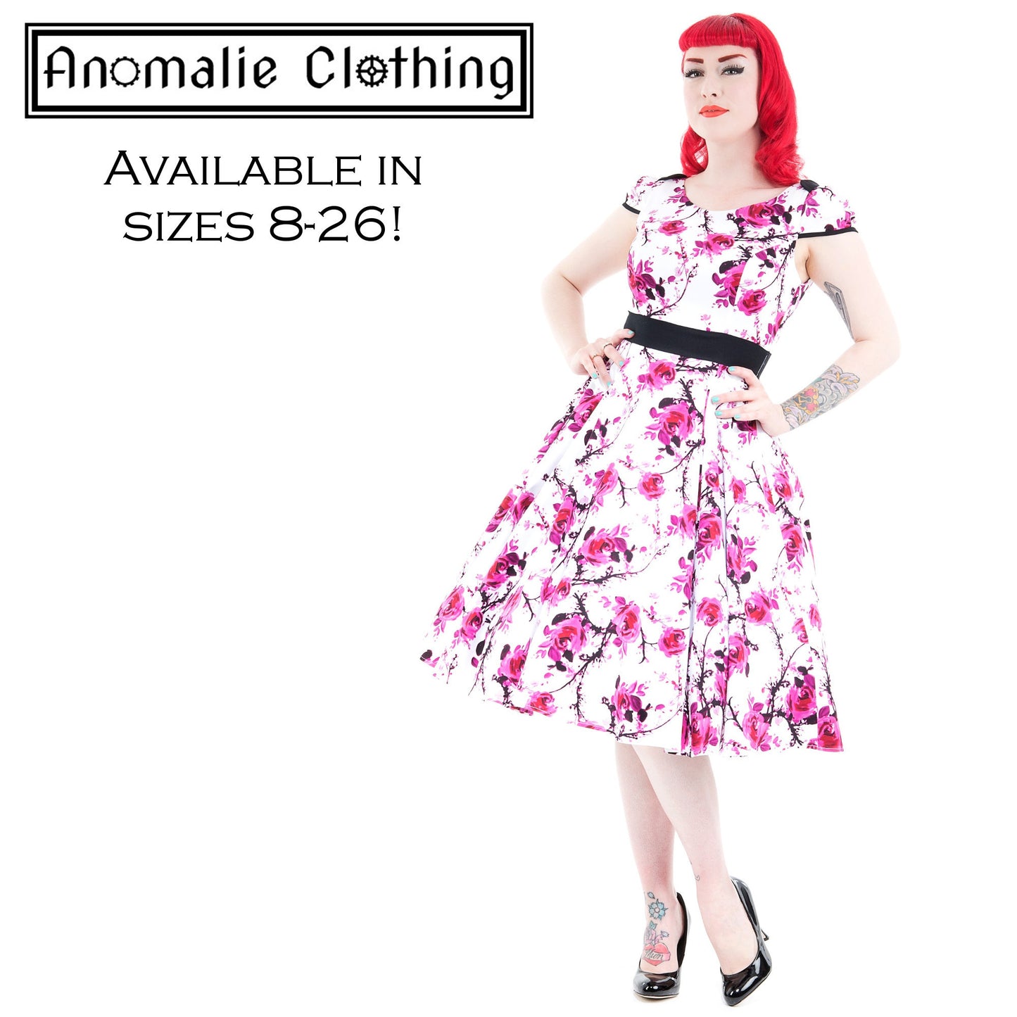 Pink & White Floral Romelia Swing Dress