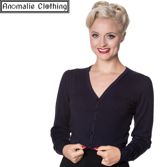 Little Luxury Cropped Cardigan in Night Blue