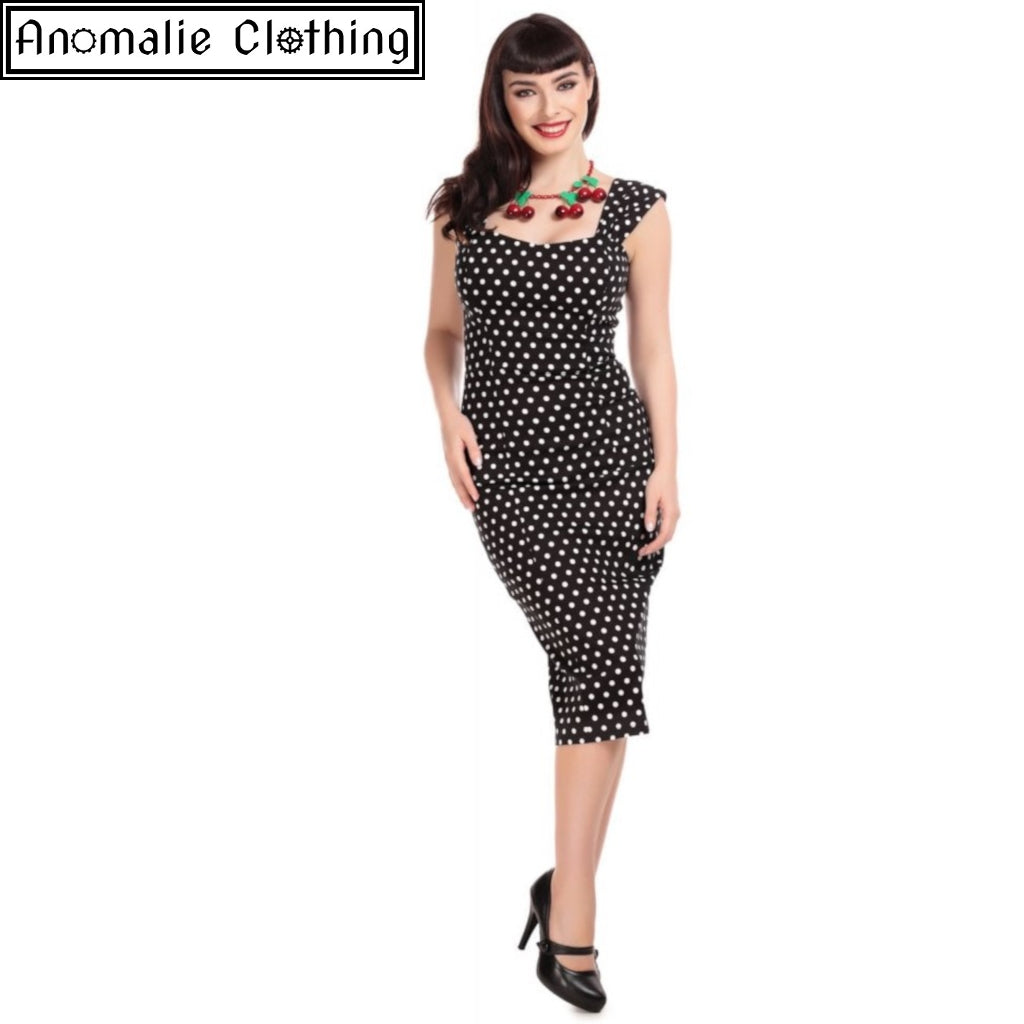 Jill Polka Dot Pencil Dress in Black and White