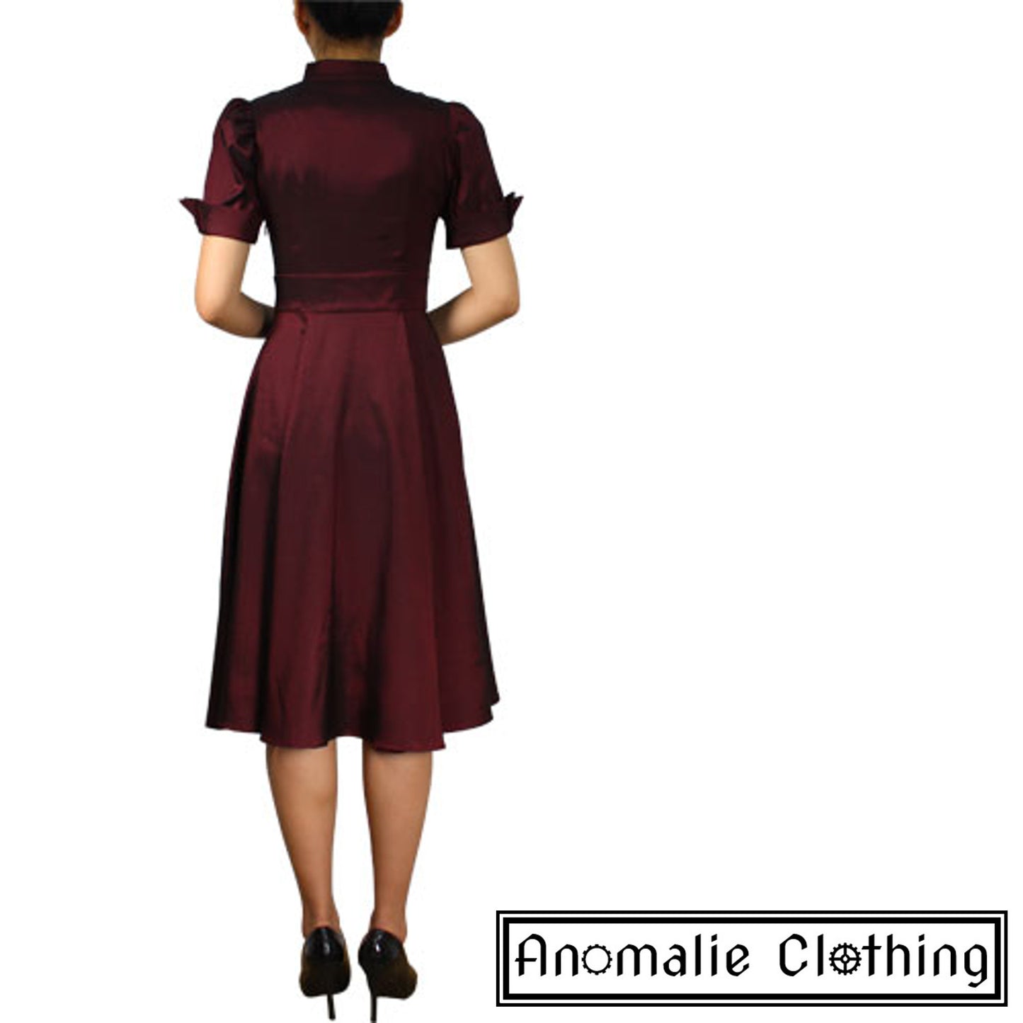 Burgundy & Black Contrast Swing Dress