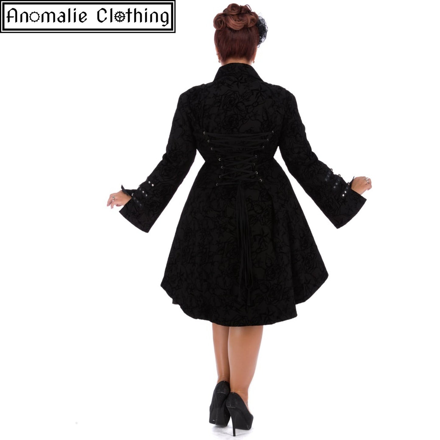 Black Flocked Tattoo Coat - One Size UK 10 (AU 8) Left!