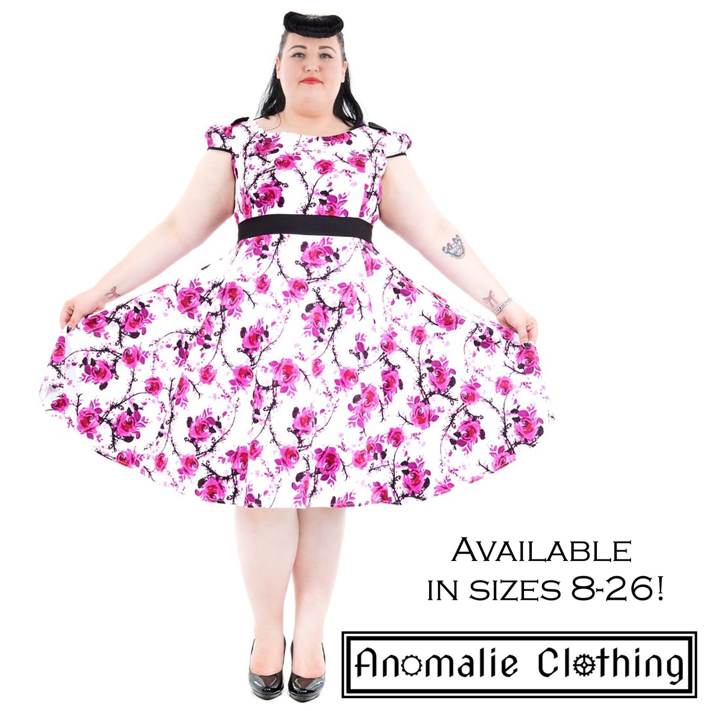 Pink & White Floral Romelia Swing Dress