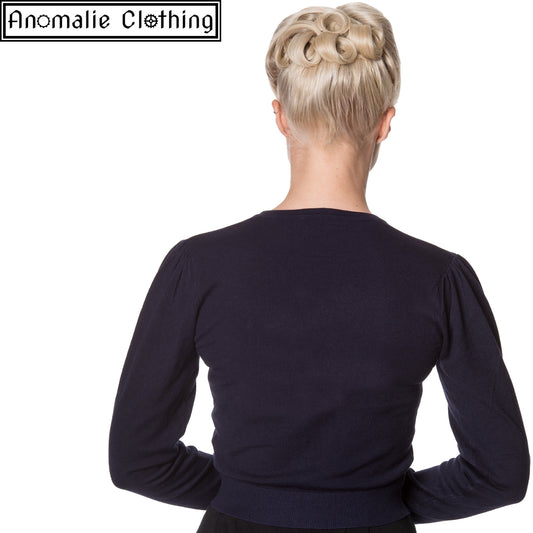 Little Luxury Cropped Cardigan in Night Blue