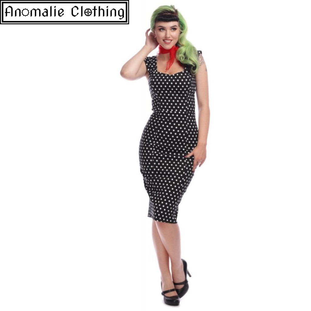 Jill Polka Dot Pencil Dress in Black and White