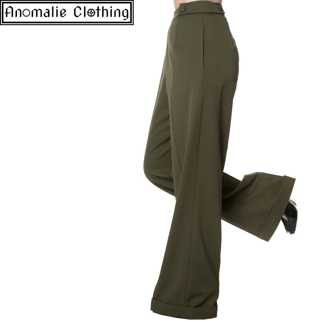 Party On Wide Leg Trousers in Olive
