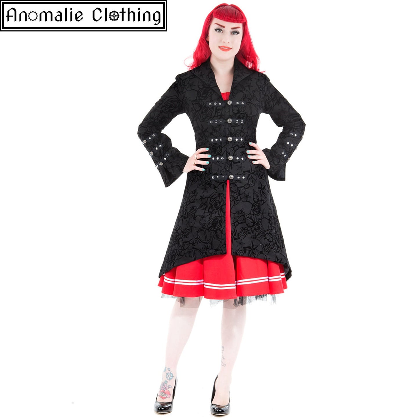 Black Flocked Tattoo Coat - One Size UK 10 (AU 8) Left!