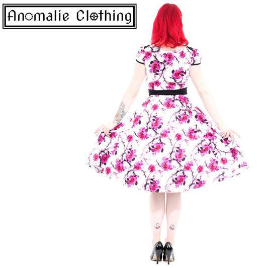 Pink & White Floral Romelia Swing Dress