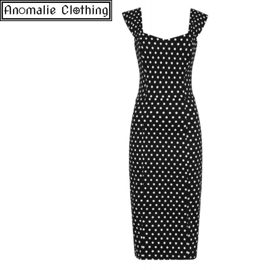 Jill Polka Dot Pencil Dress in Black and White