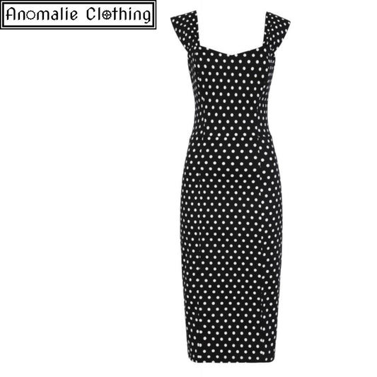 Jill Polka Dot Pencil Dress in Black and White