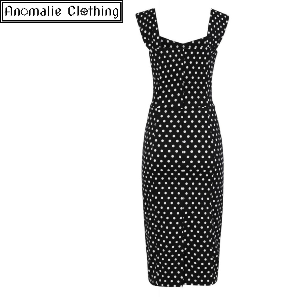 Jill Polka Dot Pencil Dress in Black and White