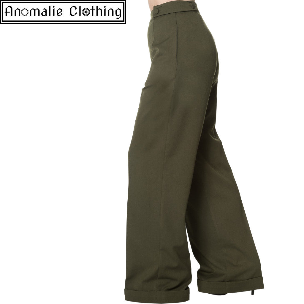 Party On Wide Leg Trousers in Olive