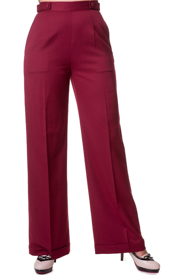Party On Wide Leg Trousers in Bordeaux