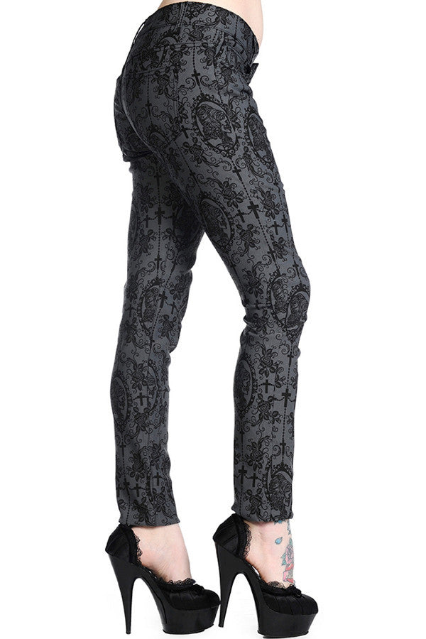 Grey Cross & Cameo Skinny Leg Trousers