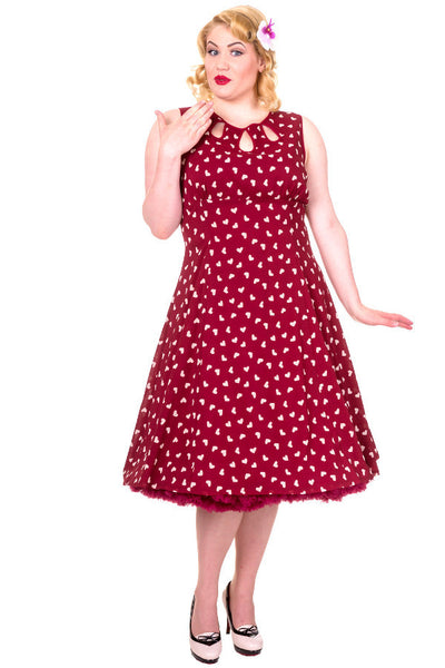 Songbird Dress in Red With Love Hearts