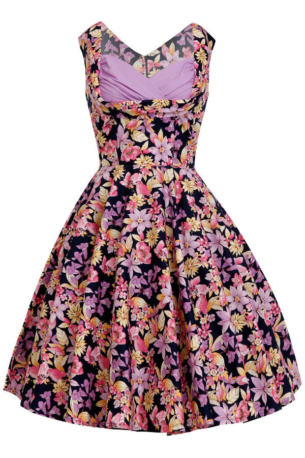Purple Floral Print Elsa Dress