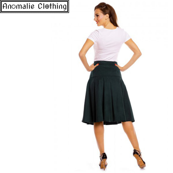 Ella Vintage Inspired Flared Skirt in Dark Green - 1 Size UK 20 (AU 18) Left!