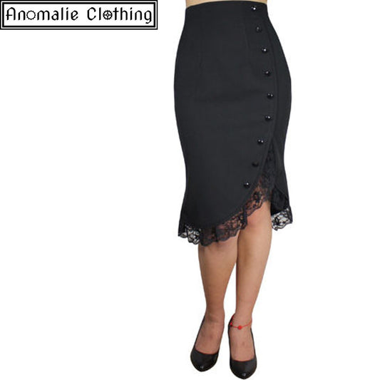 Black Pin Up Ruffle Skirt