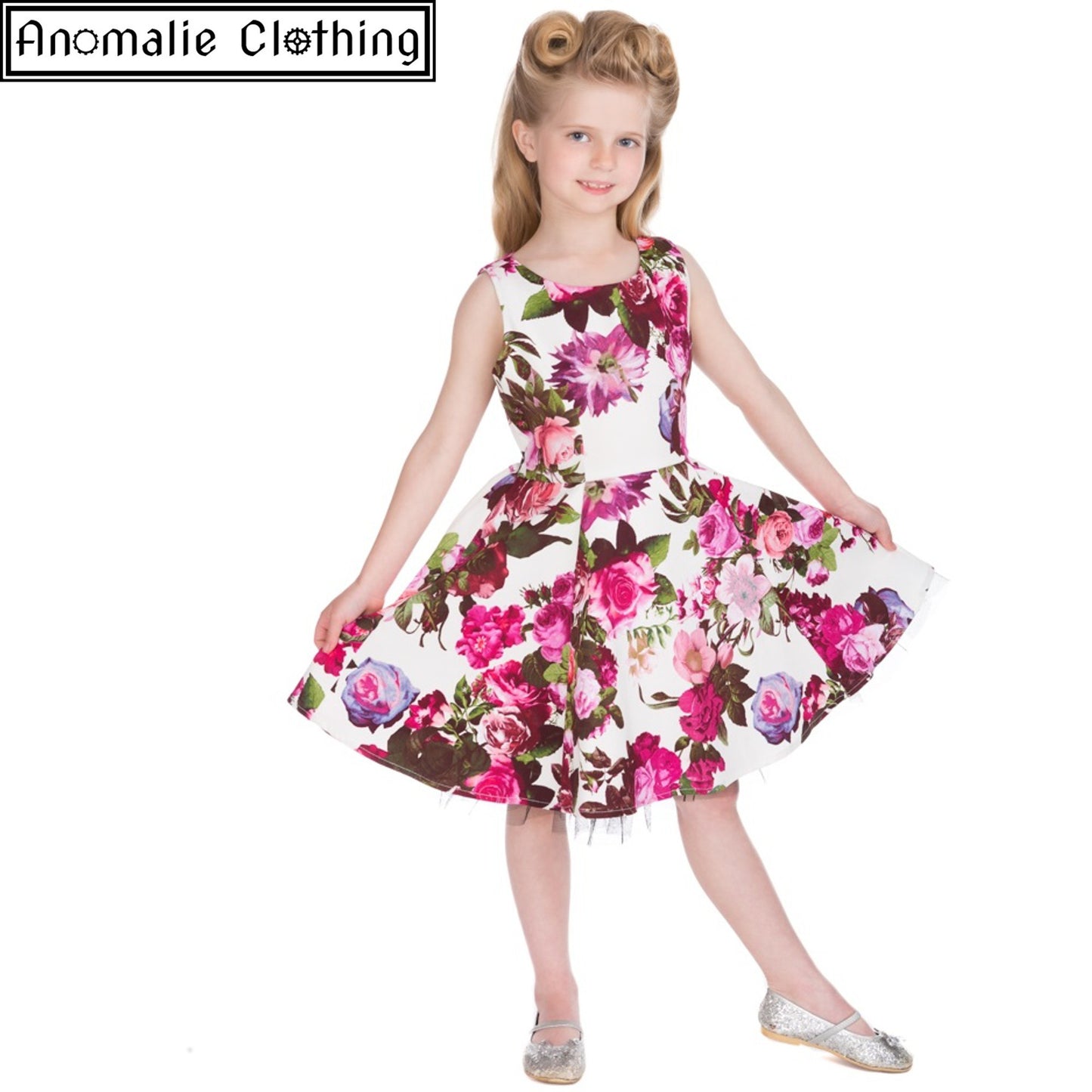 Audrey Pink and Cream Floral Children's Dress