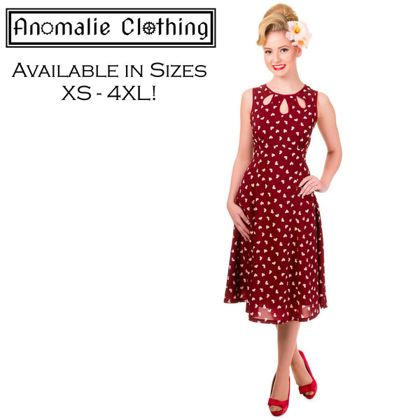 Songbird Dress in Red With Love Hearts