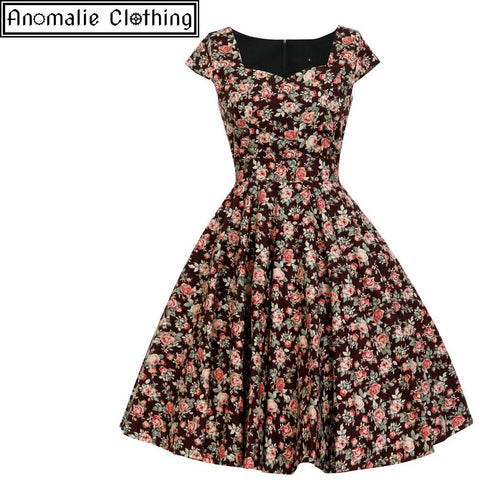 Hanna Swing Dress in Vintage Rose Print - One Size S Left!