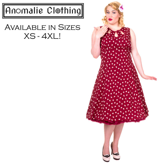 Songbird Dress in Red With Love Hearts