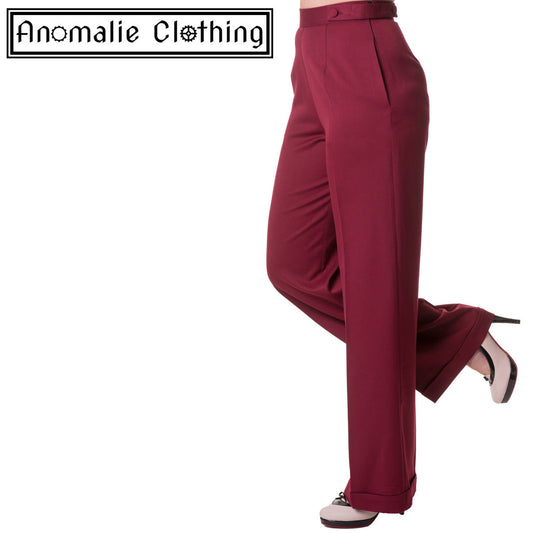 Party On Wide Leg Trousers in Bordeaux