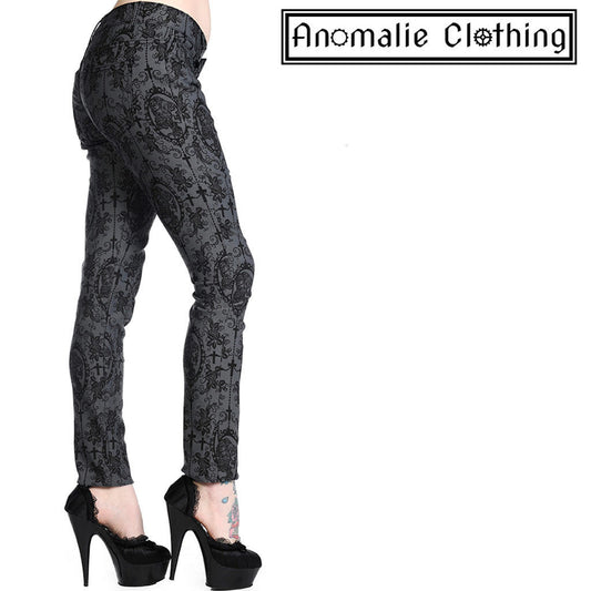 Grey Cross & Cameo Skinny Leg Trousers