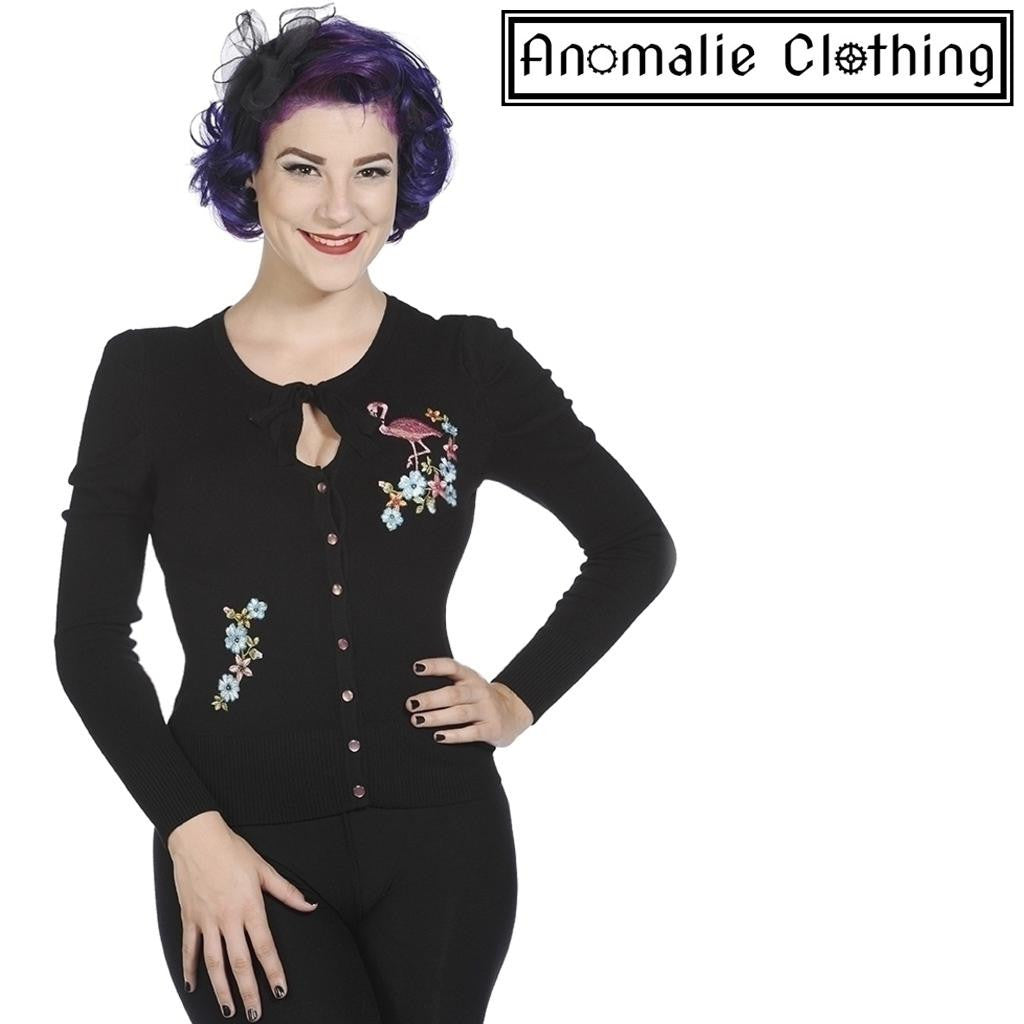 Pink Flamingo Cardigan in Black