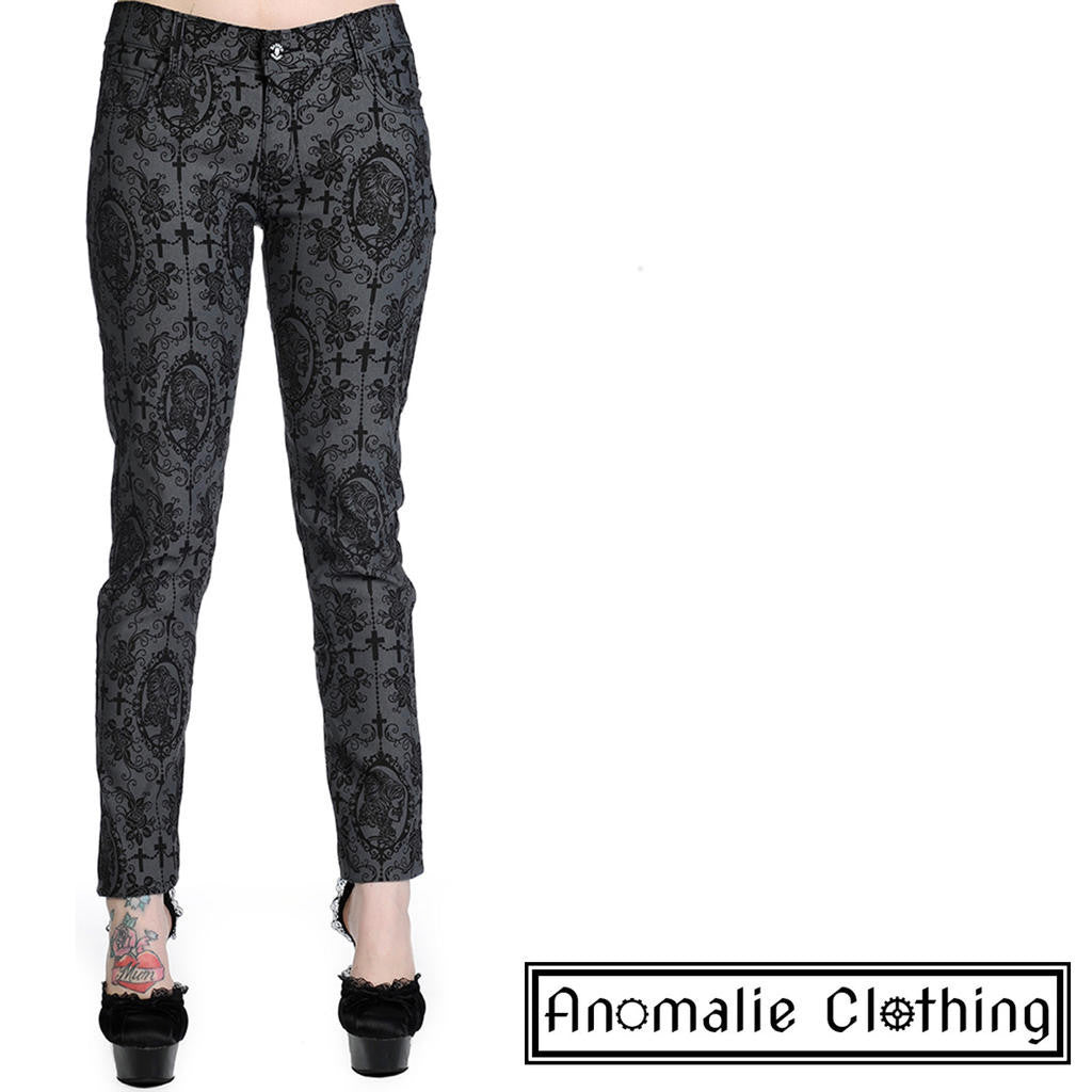 Grey Cross & Cameo Skinny Leg Trousers