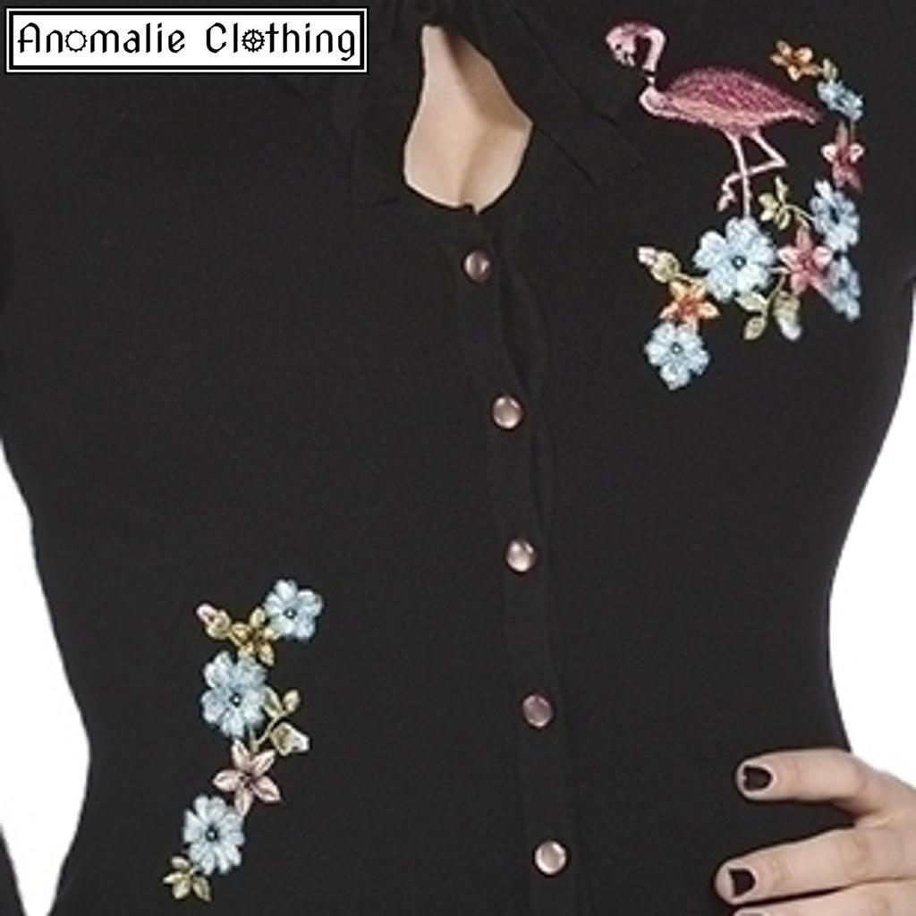 Pink Flamingo Cardigan in Black