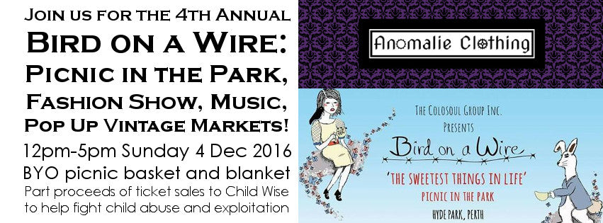 4th Annual Bird on a Wire: Picnic in the Park - Sunday 4 December 2016