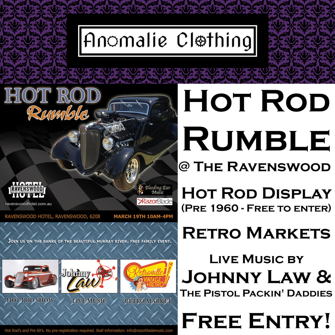 Hot Rod Rumble at The Ravenswood Hotel on Sunday 19 March 2017