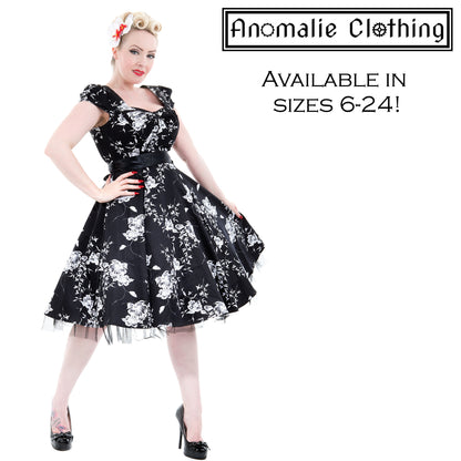 Black & White Floral Swing Dress