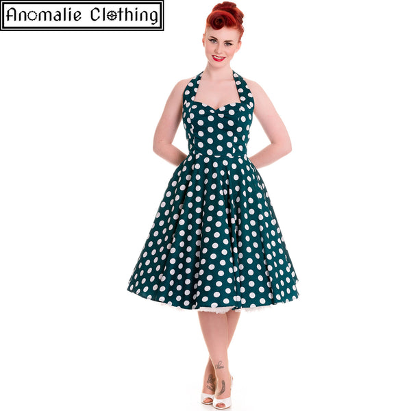 Mariam Dress in Teal and White Polka Dot