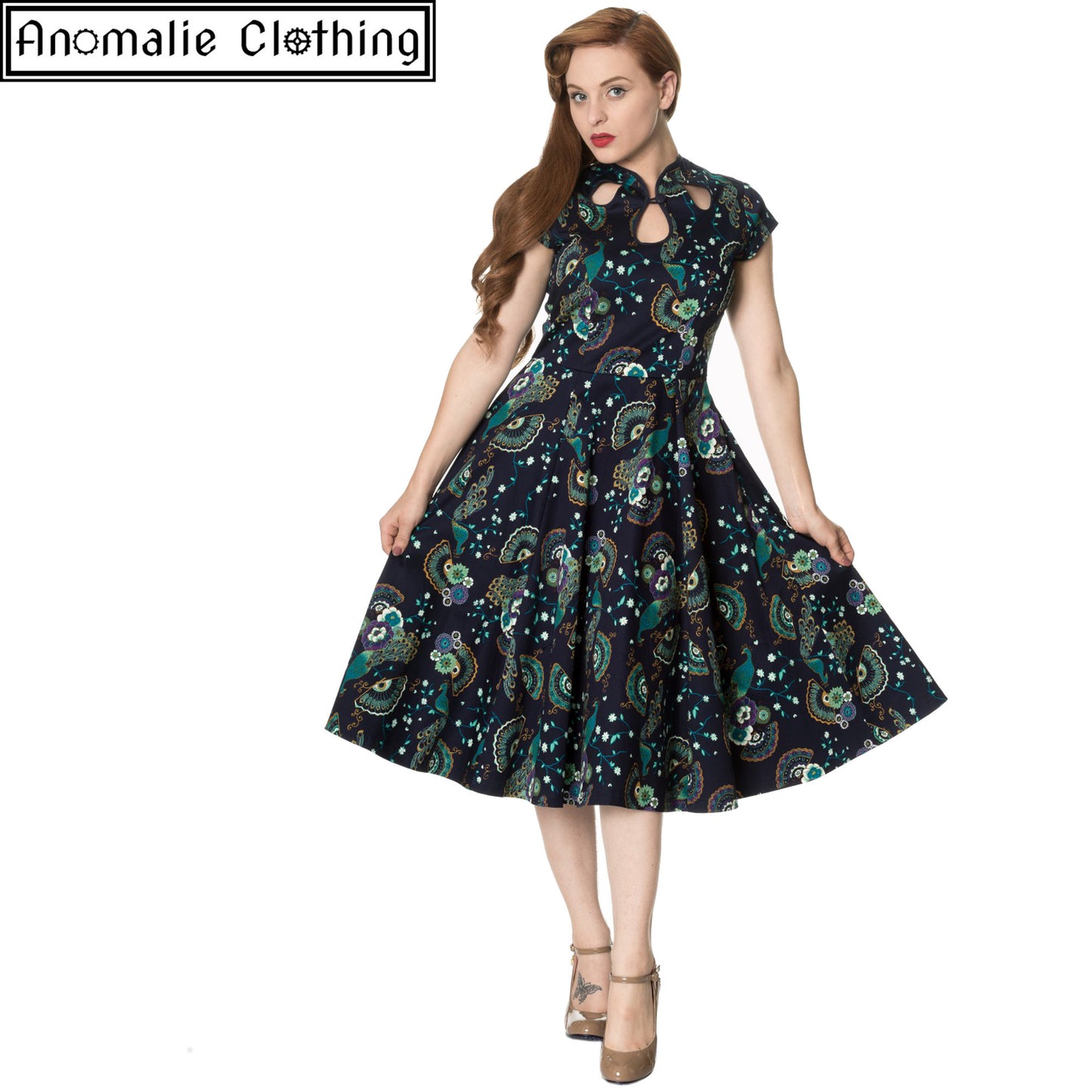 Proud Peacock Cut Out Dress