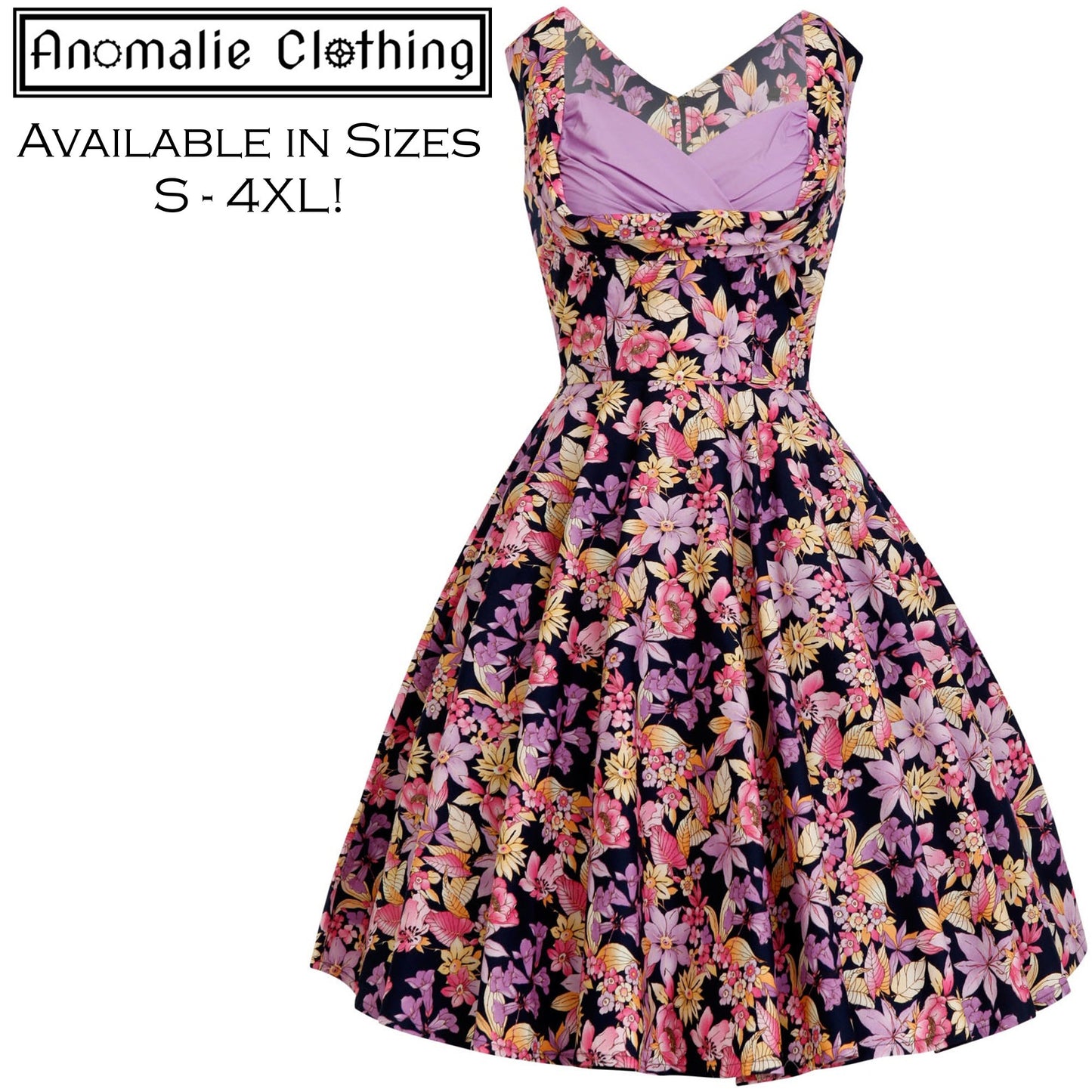 Purple Floral Print Elsa Dress
