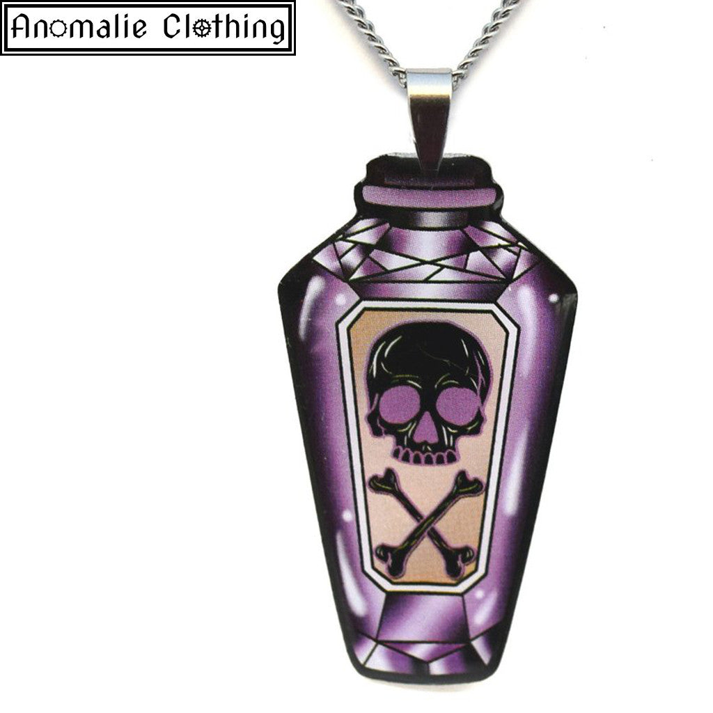 Purple Poison Bottle Pendant Necklace