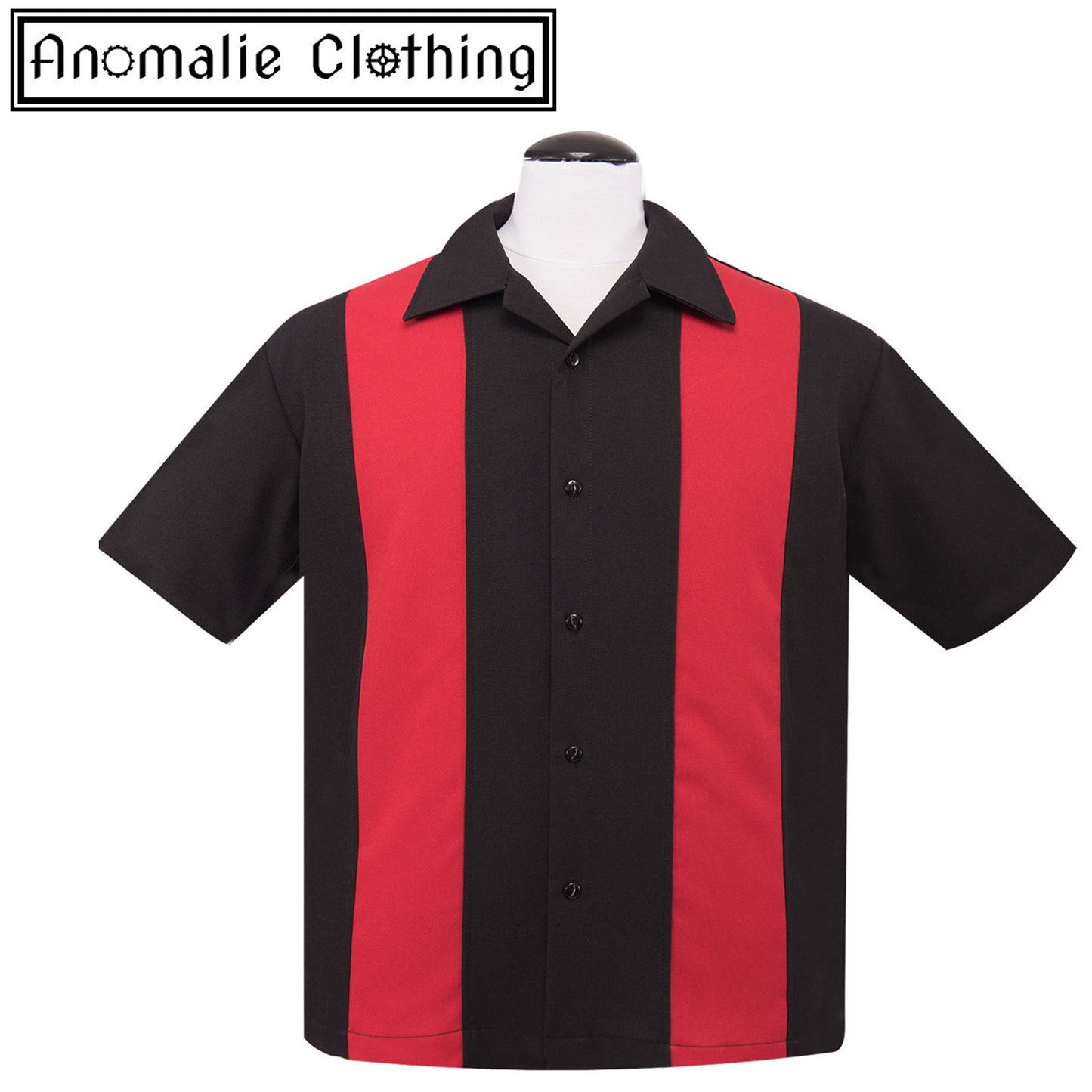 Black & Red Mini Panel Button Up Mens Shirt