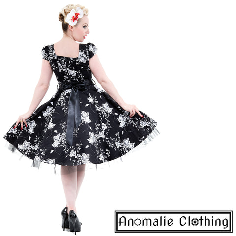 Black & White Floral Swing Dress