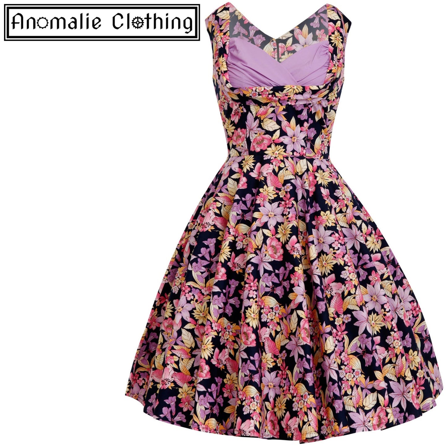 Purple Floral Print Elsa Dress