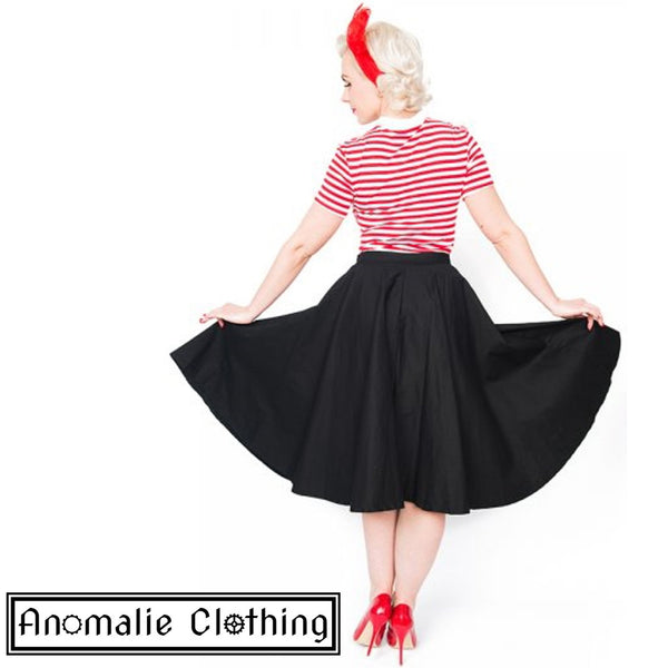 Peggy Rock 'n' Roll Circle Skirt in Black - One Size UK 10 (AU 8) Left!
