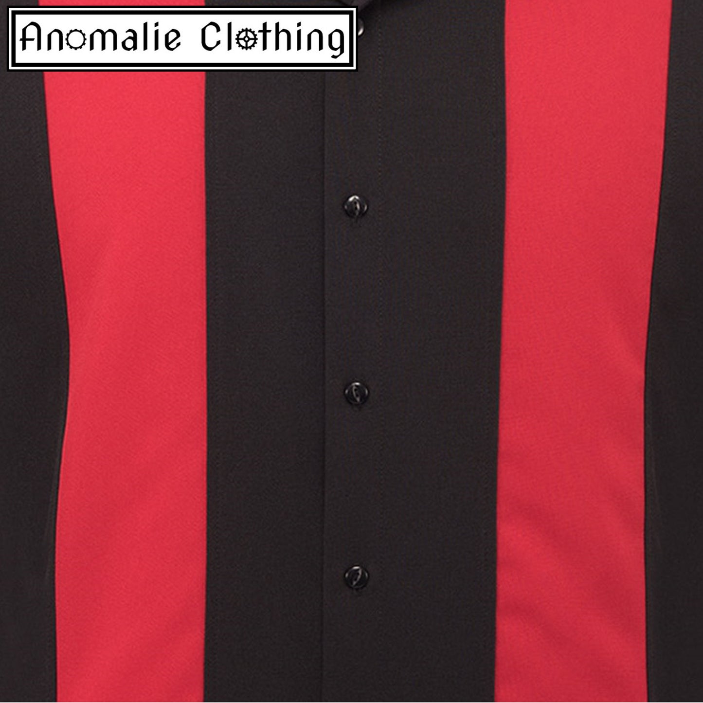 Black & Red Mini Panel Button Up Mens Shirt
