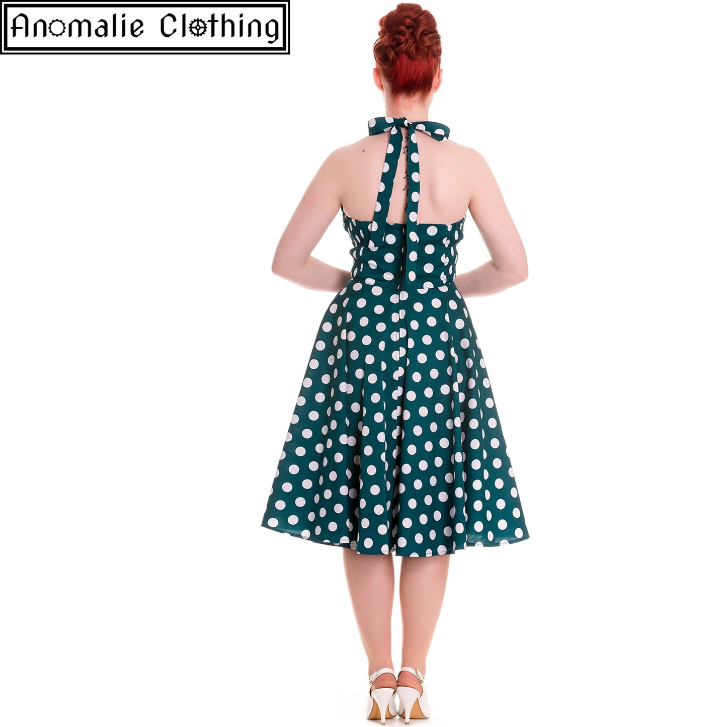 Mariam Dress in Teal and White Polka Dot