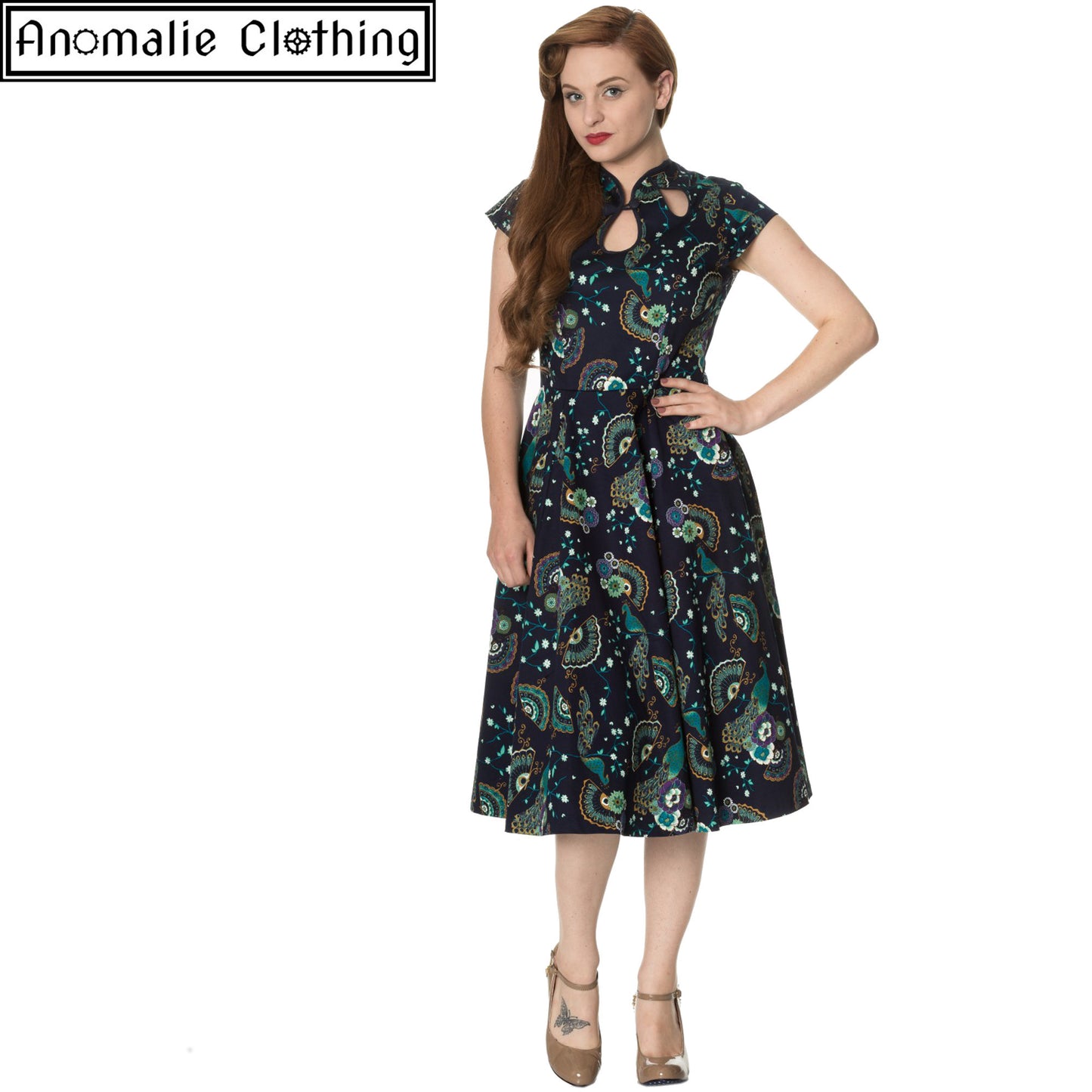 Proud Peacock Cut Out Dress