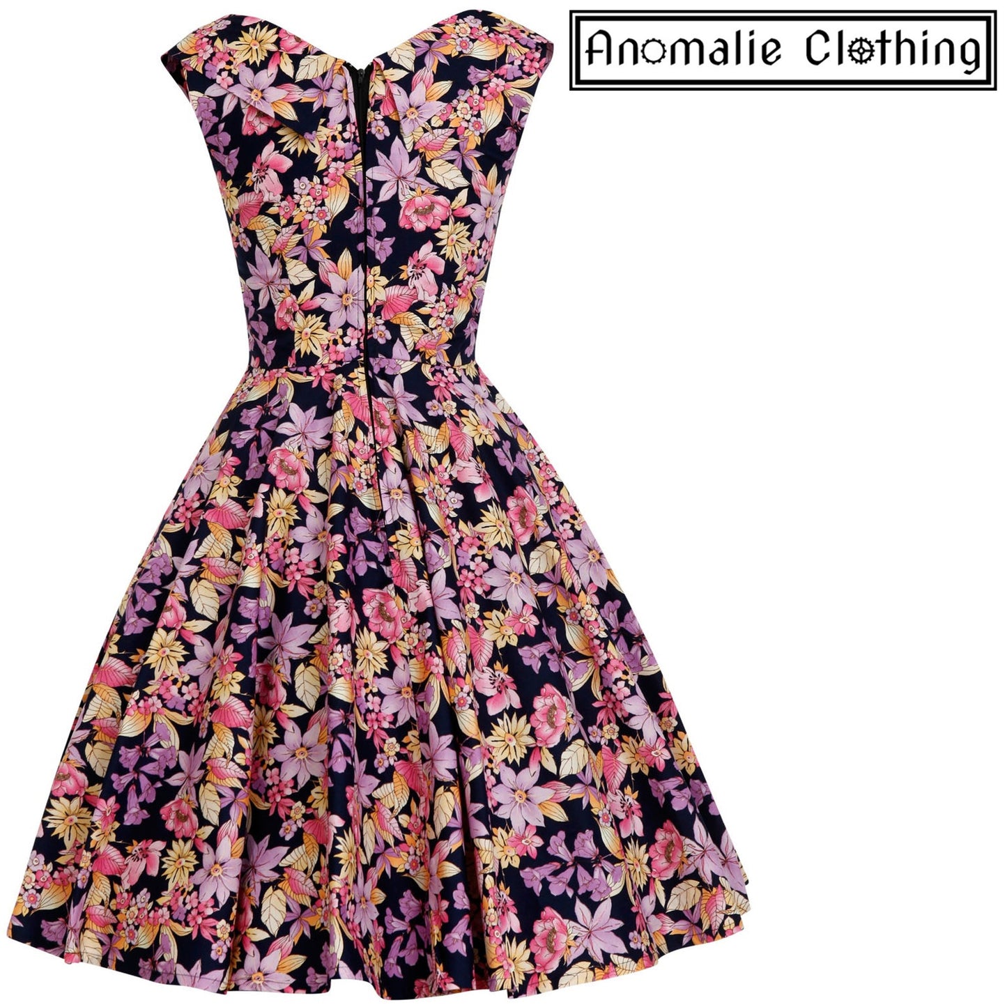 Purple Floral Print Elsa Dress