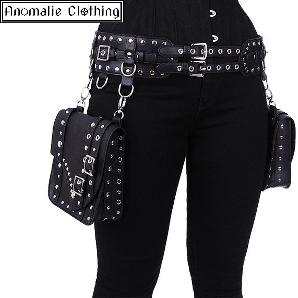 Steampunk Saddlebag Utility Belt in Black