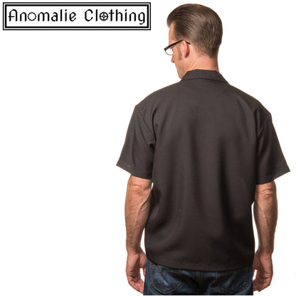 Black & Red Mini Panel Button Up Mens Shirt