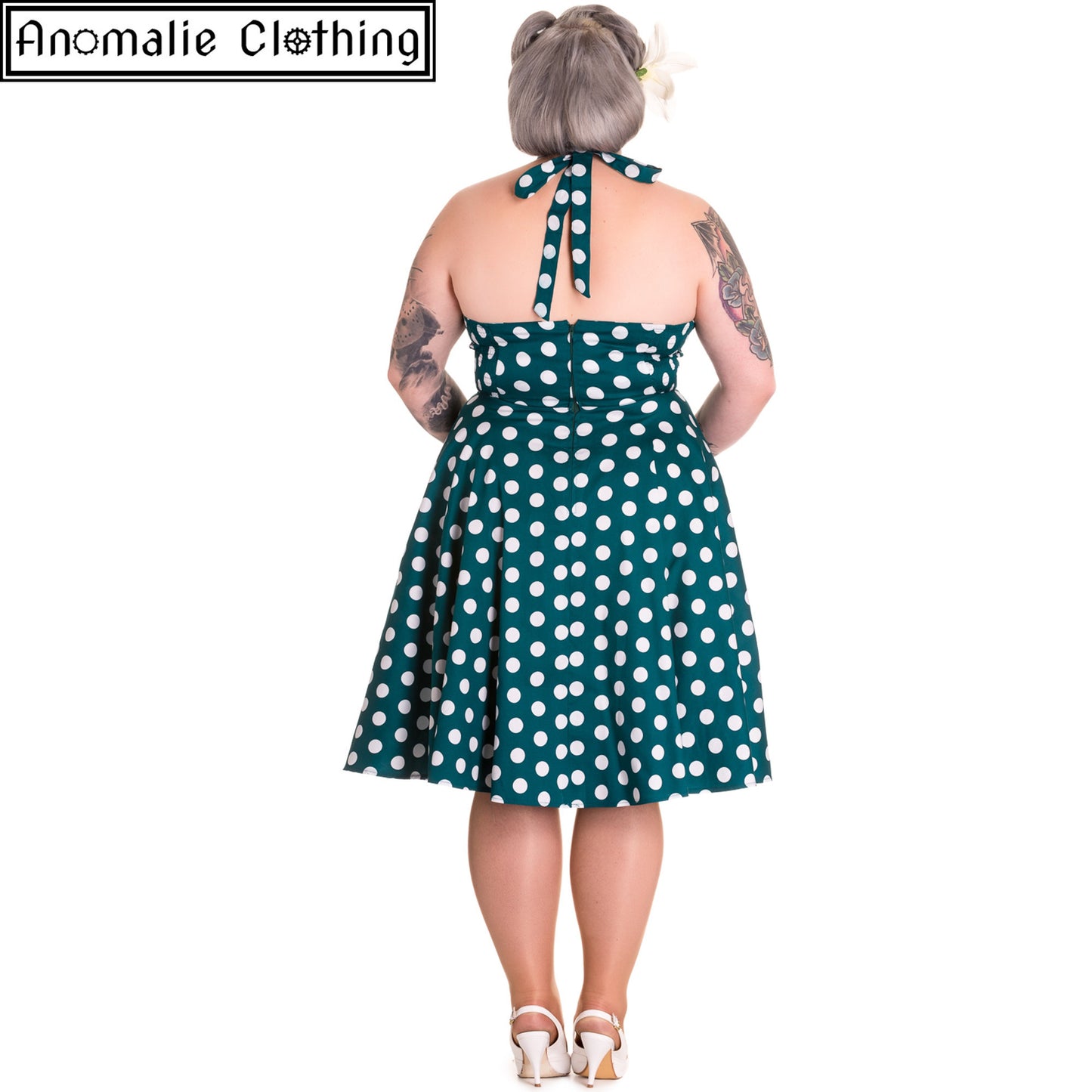 Mariam Dress in Teal and White Polka Dot