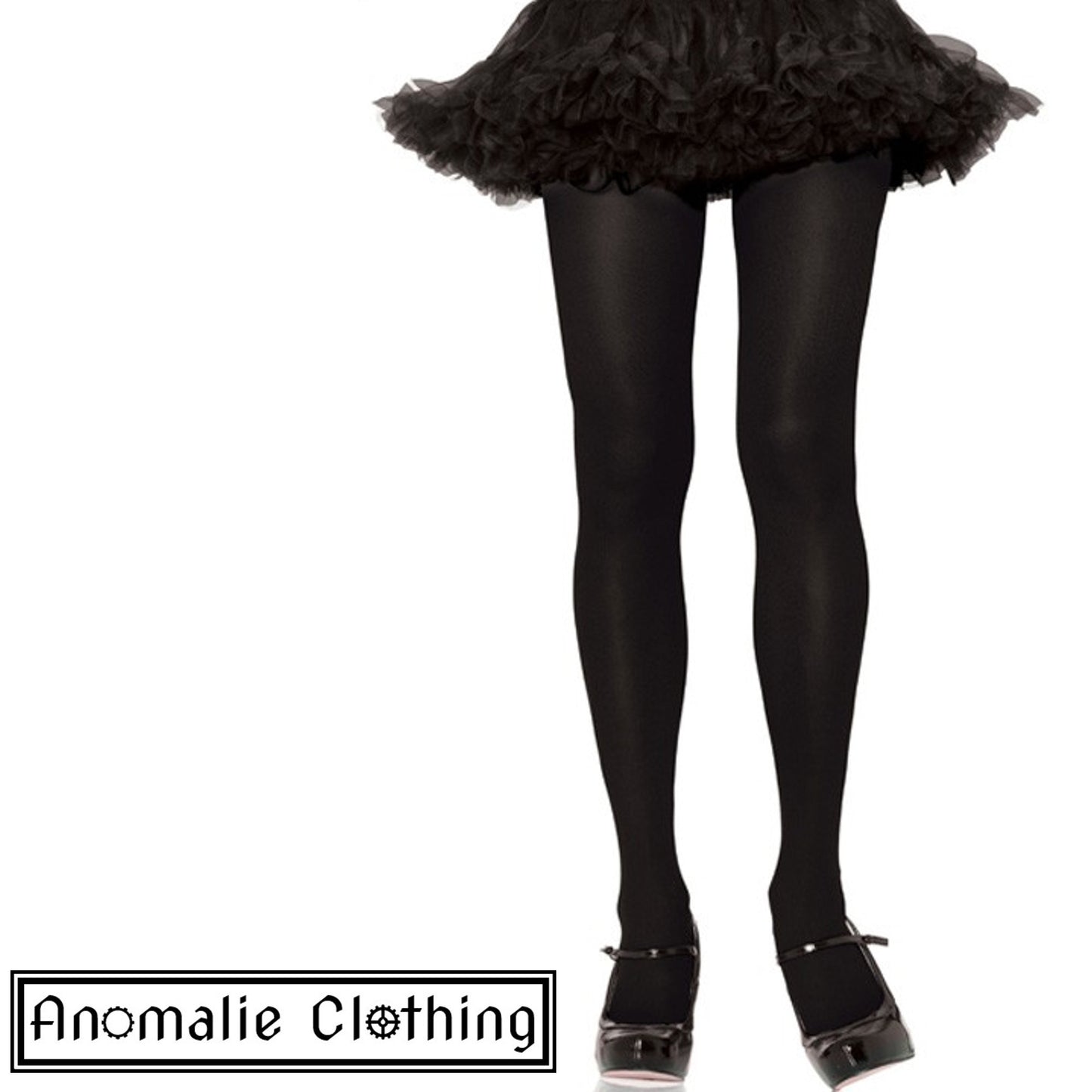 Opaque Nylon Spandex Tights in Black